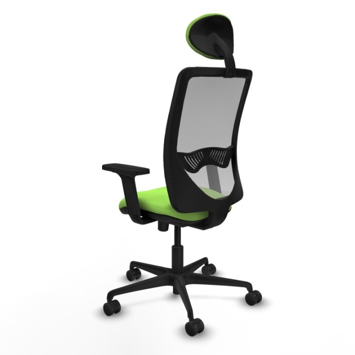 Zulema sincro malla gris bali pistacho brazos 2D base nailon cabecero fijo ruedas 65mm nailon