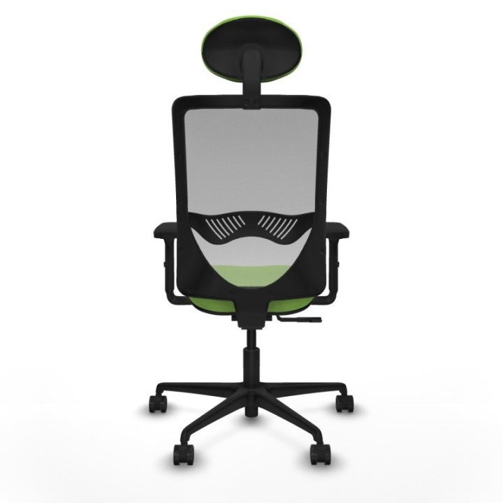 Zulema sincro malla gris bali pistacho brazos 2D base nailon cabecero fijo ruedas 65mm nailon