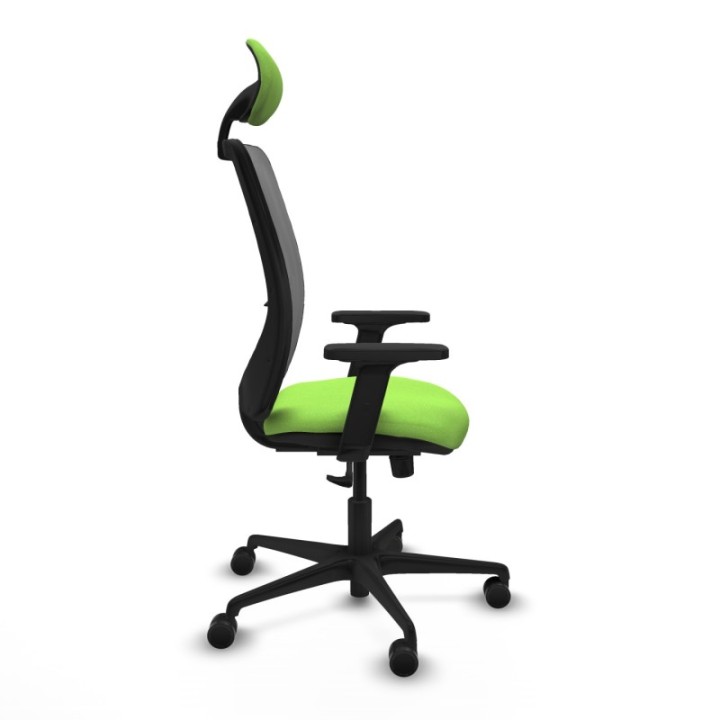 Zulema sincro malla gris bali pistacho brazos 2D base nailon cabecero fijo ruedas 65mm nailon