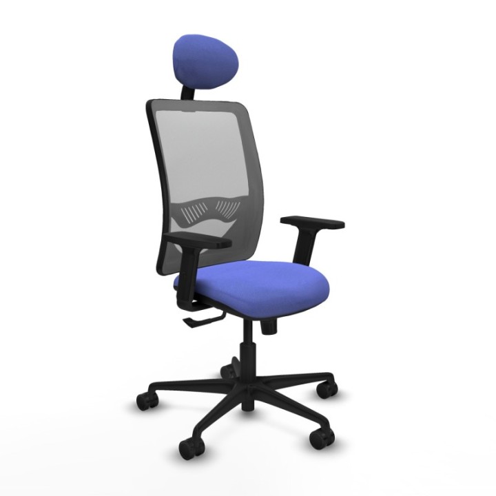 Zulema sincro malla gris bali azul claro brazos 2D base nailon cabecero fijo ruedas 65mm nailon