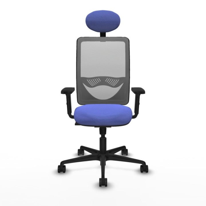 Zulema sincro malla gris bali azul claro brazos 2D base nailon cabecero fijo ruedas 65mm nailon