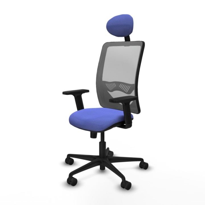 Zulema sincro malla gris bali azul claro brazos 2D base nailon cabecero fijo ruedas 65mm nailon