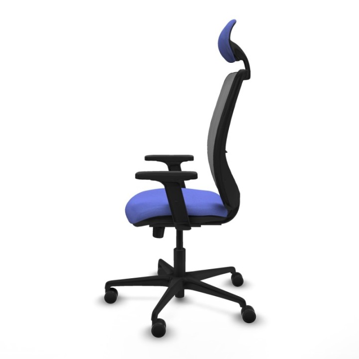 Zulema sincro malla gris bali azul claro brazos 2D base nailon cabecero fijo ruedas 65mm nailon