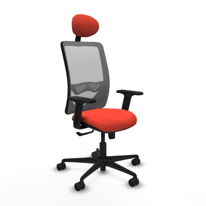 Zulema sincro malla gris bali naranja oscuro brazos 2D base nailon cabecero fijo ruedas 65mm nailon