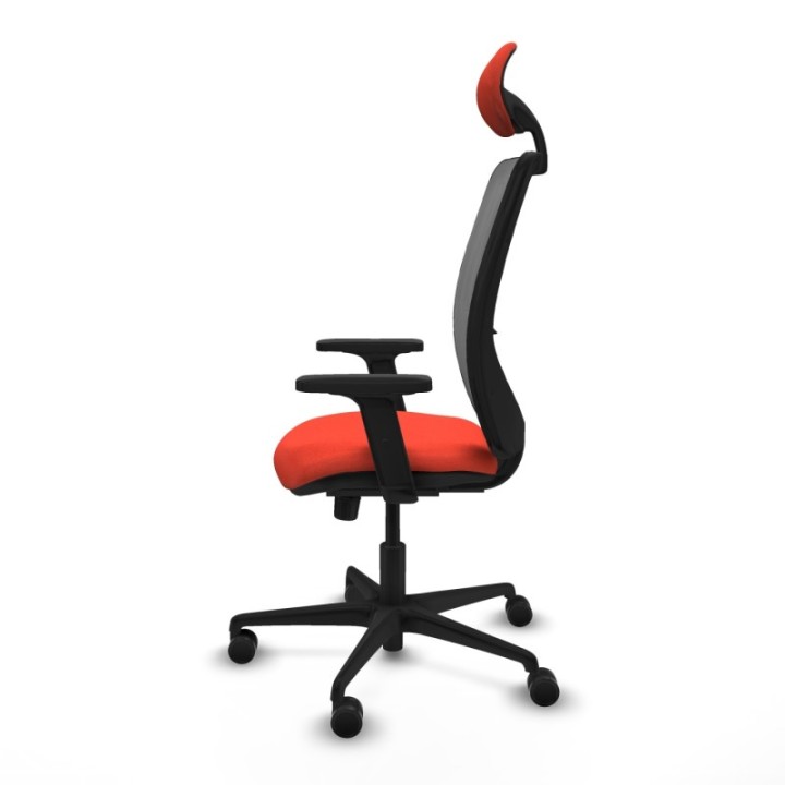 Zulema sincro malla gris bali naranja oscuro brazos 2D base nailon cabecero fijo ruedas 65mm nailon