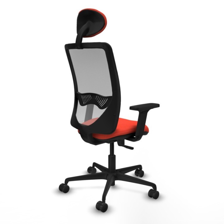 Zulema sincro malla gris bali naranja oscuro brazos 2D base nailon cabecero fijo ruedas 65mm nailon