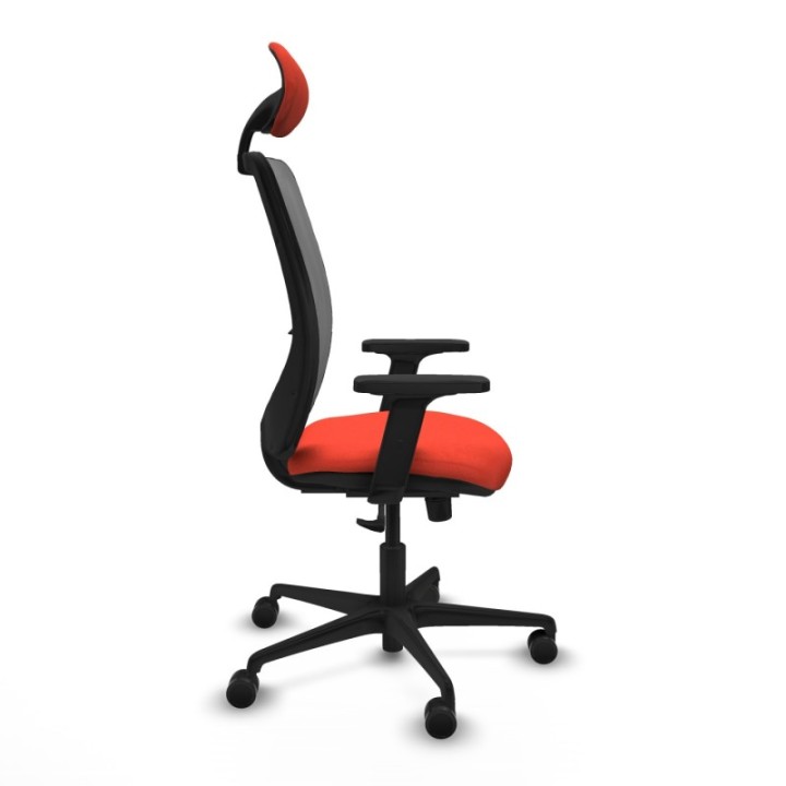 Zulema sincro malla gris bali naranja oscuro brazos 2D base nailon cabecero fijo ruedas 65mm nailon