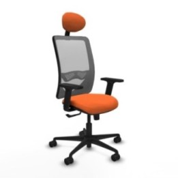 Zulema sincro malla gris bali naranja brazos 2D base nailon cabecero fijo ruedas 65mm nailon