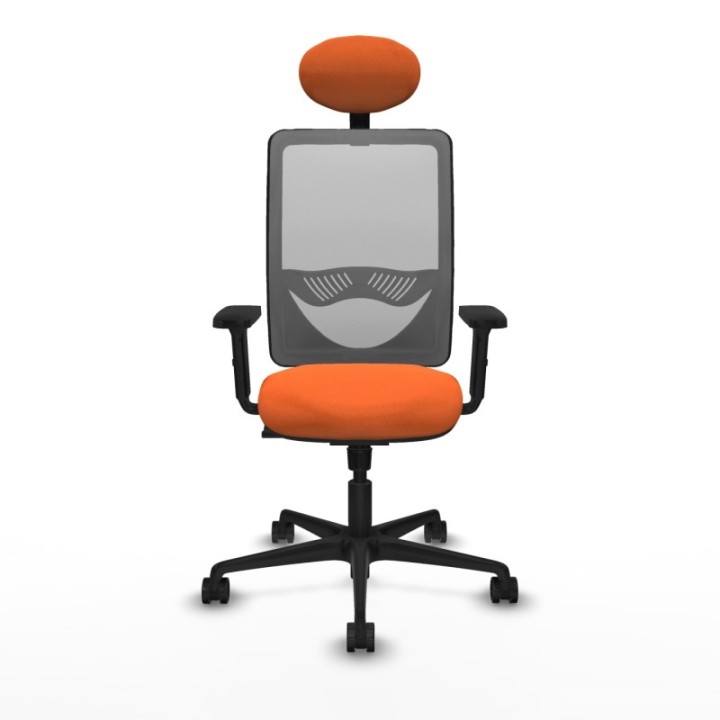 Zulema sincro malla gris bali naranja brazos 2D base nailon cabecero fijo ruedas 65mm nailon