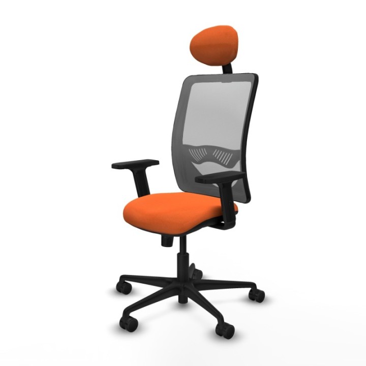 Zulema sincro malla gris bali naranja brazos 2D base nailon cabecero fijo ruedas 65mm nailon