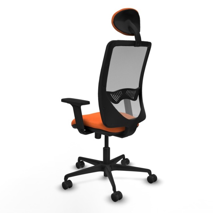 Zulema sincro malla gris bali naranja brazos 2D base nailon cabecero fijo ruedas 65mm nailon