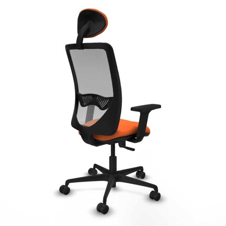 Zulema sincro malla gris bali naranja brazos 2D base nailon cabecero fijo ruedas 65mm nailon