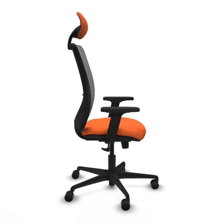 Zulema sincro malla gris bali naranja brazos 2D base nailon cabecero fijo ruedas 65mm nailon