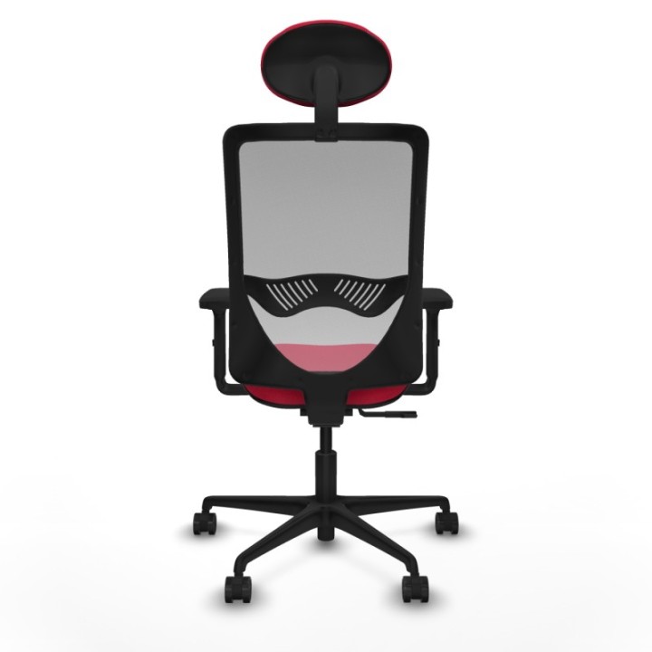 Zulema sincro malla gris bali rojo brazos 2D base nailon cabecero fijo ruedas 65mm nailon