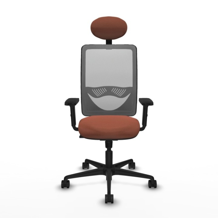 Zulema sincro malla gris bali marrón brazos 2D base nailon cabecero fijo ruedas 65mm nailon