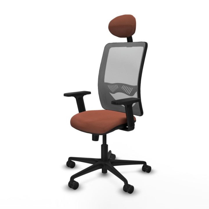 Zulema sincro malla gris bali marrón brazos 2D base nailon cabecero fijo ruedas 65mm nailon