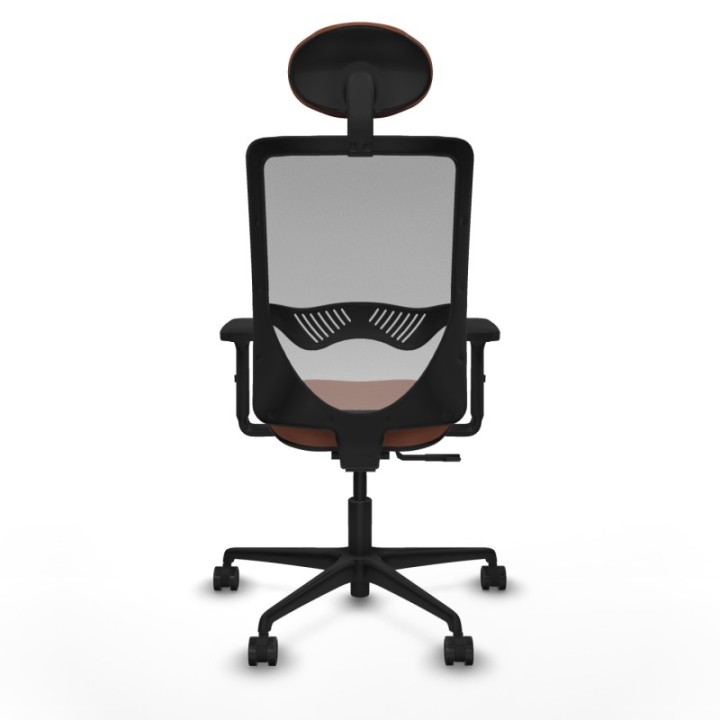 Zulema sincro malla gris bali marrón brazos 2D base nailon cabecero fijo ruedas 65mm nailon