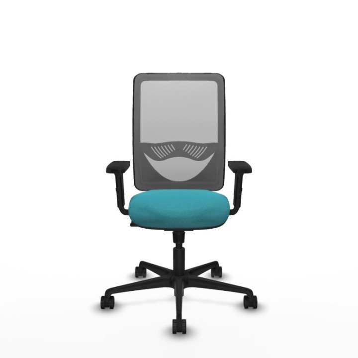 Zulema sincro malla gris bali turquesa brazos 2D base nailon  ruedas 65mm nailon