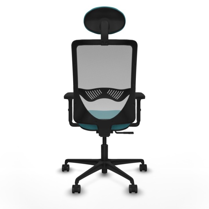 Zulema sincro malla gris bali turquesa brazos 2D base nailon cabecero fijo ruedas 65mm nailon