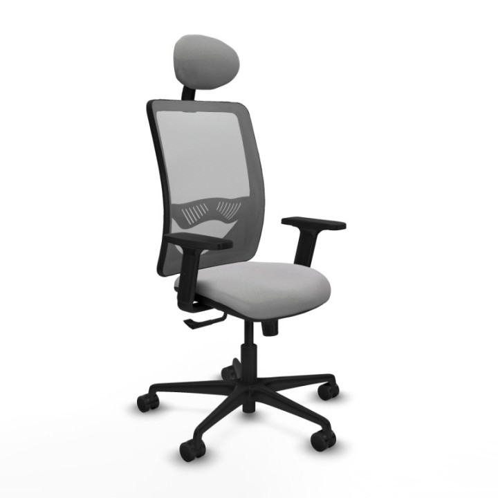 Zulema sincro malla gris bali gris claro brazos 2D base nailon cabecero fijo ruedas 65mm nailon