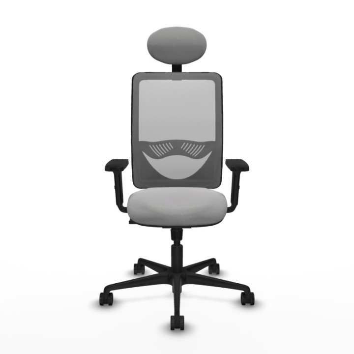 Zulema sincro malla gris bali gris claro brazos 2D base nailon cabecero fijo ruedas 65mm nailon