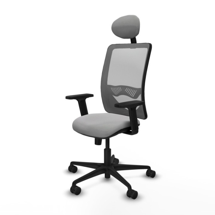 Zulema sincro malla gris bali gris claro brazos 2D base nailon cabecero fijo ruedas 65mm nailon