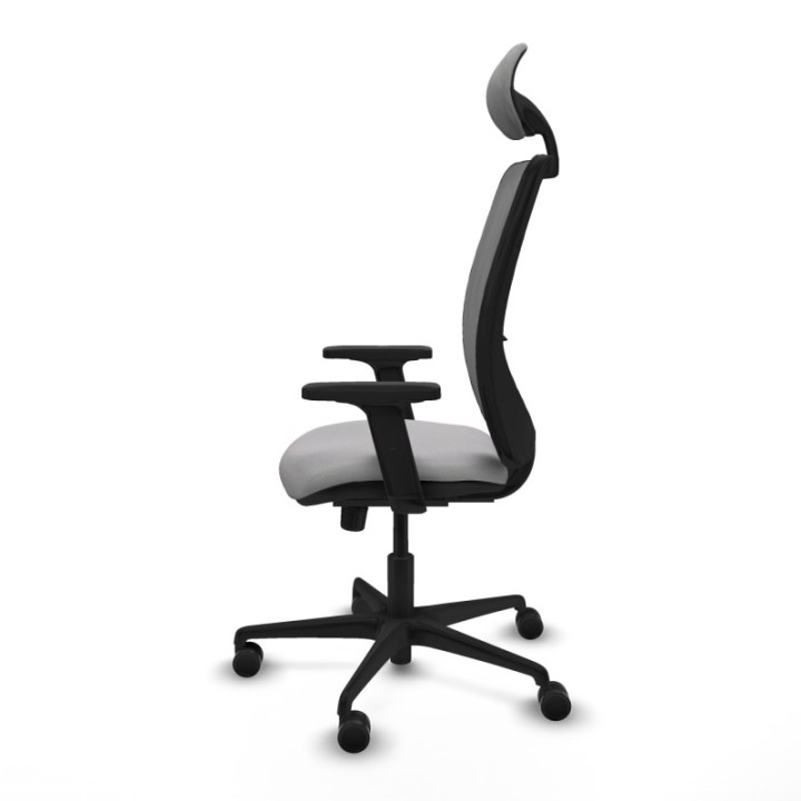 Zulema sincro malla gris bali gris claro brazos 2D base nailon cabecero fijo ruedas 65mm nailon