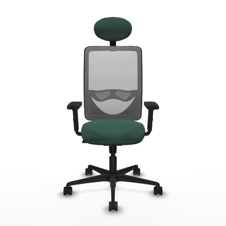 Zulema sincro malla gris bali verde botella brazos 2D base nailon cabecero fijo ruedas 65mm nailon