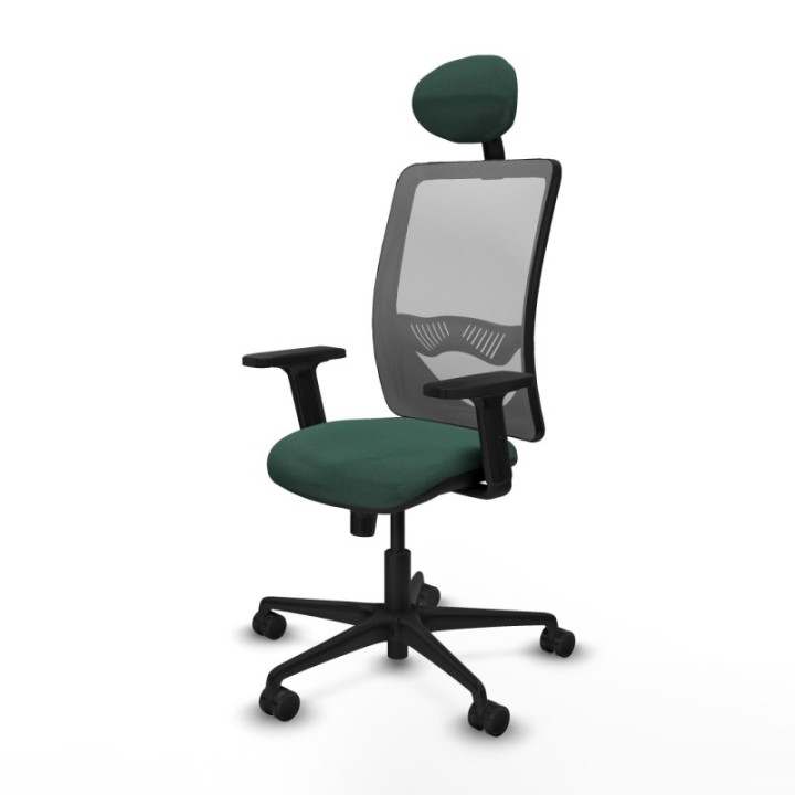 Zulema sincro malla gris bali verde botella brazos 2D base nailon cabecero fijo ruedas 65mm nailon