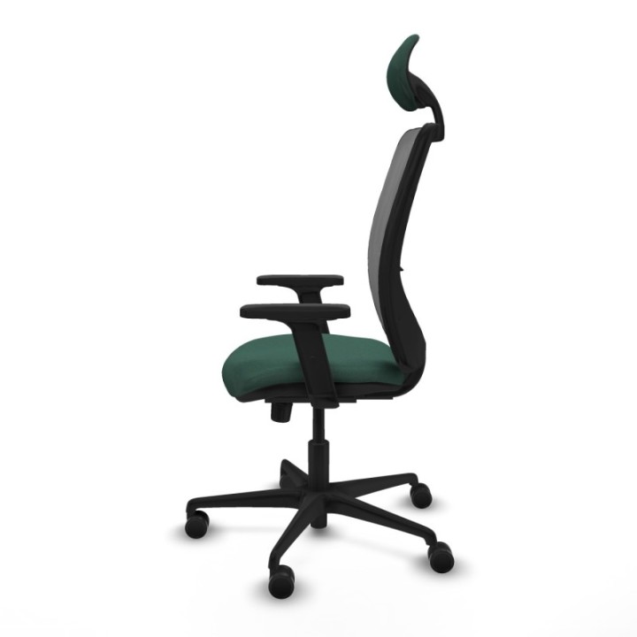 Zulema sincro malla gris bali verde botella brazos 2D base nailon cabecero fijo ruedas 65mm nailon