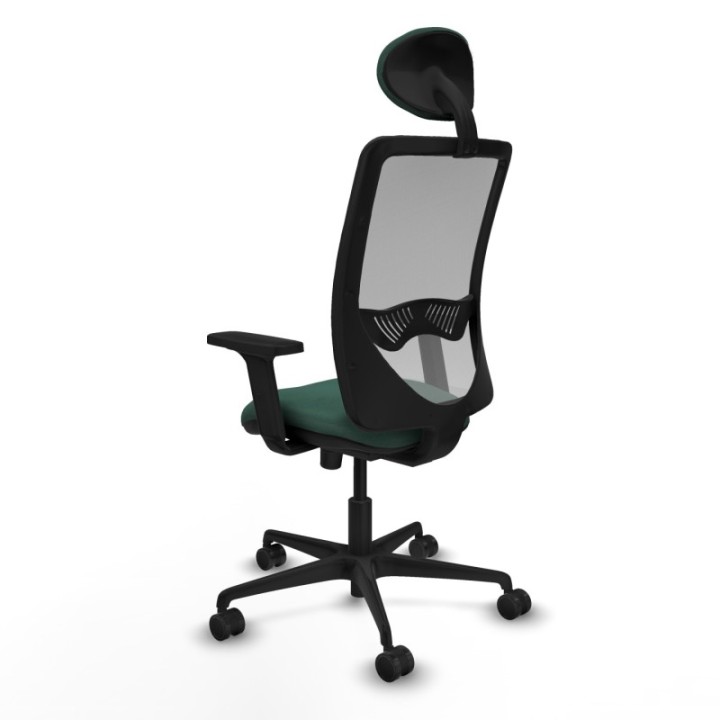 Zulema sincro malla gris bali verde botella brazos 2D base nailon cabecero fijo ruedas 65mm nailon