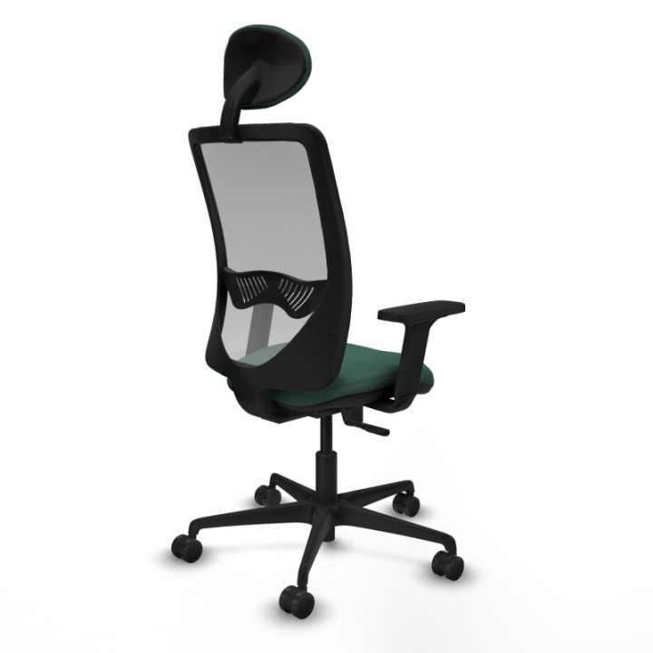 Zulema sincro malla gris bali verde botella brazos 2D base nailon cabecero fijo ruedas 65mm nailon