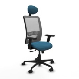 Zulema sincro malla gris bali verde petroleo brazos 2D base nailon cabecero fijo ruedas 65mm nailon