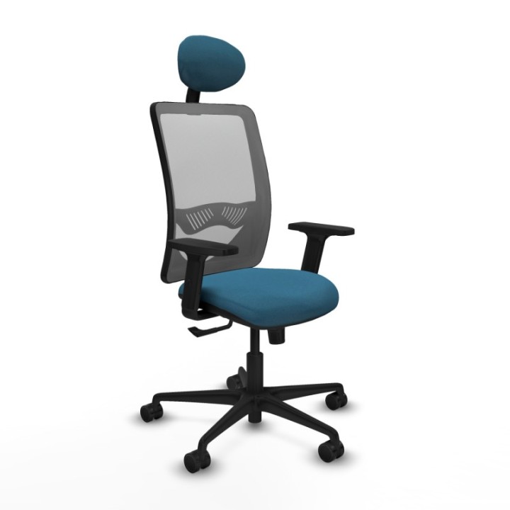 Zulema sincro malla gris bali verde petroleo brazos 2D base nailon cabecero fijo ruedas 65mm nailon