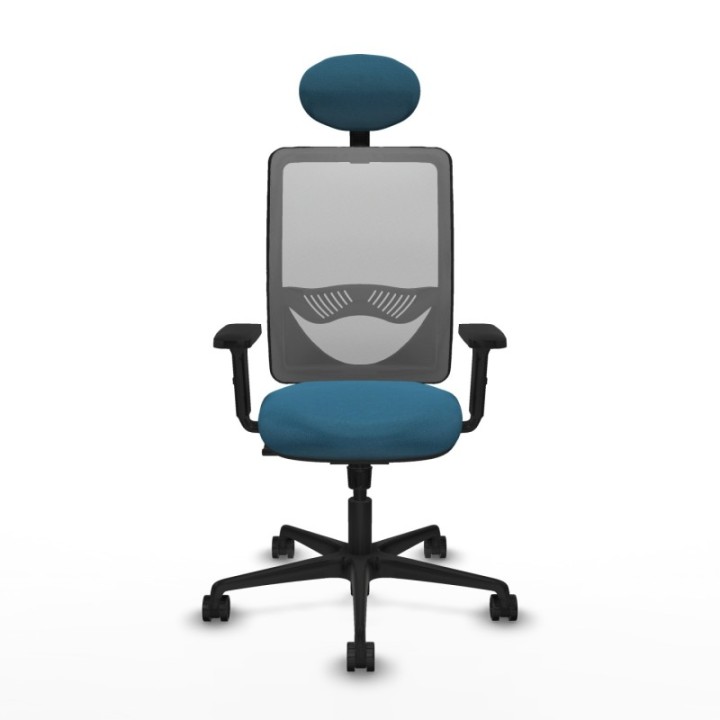 Zulema sincro malla gris bali verde petroleo brazos 2D base nailon cabecero fijo ruedas 65mm nailon