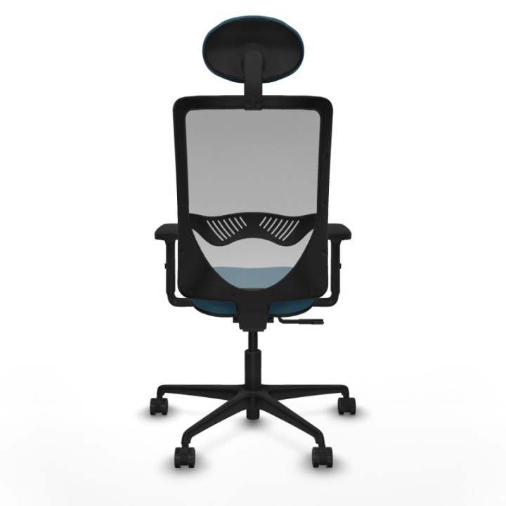 Zulema sincro malla gris bali verde petroleo brazos 2D base nailon cabecero fijo ruedas 65mm nailon