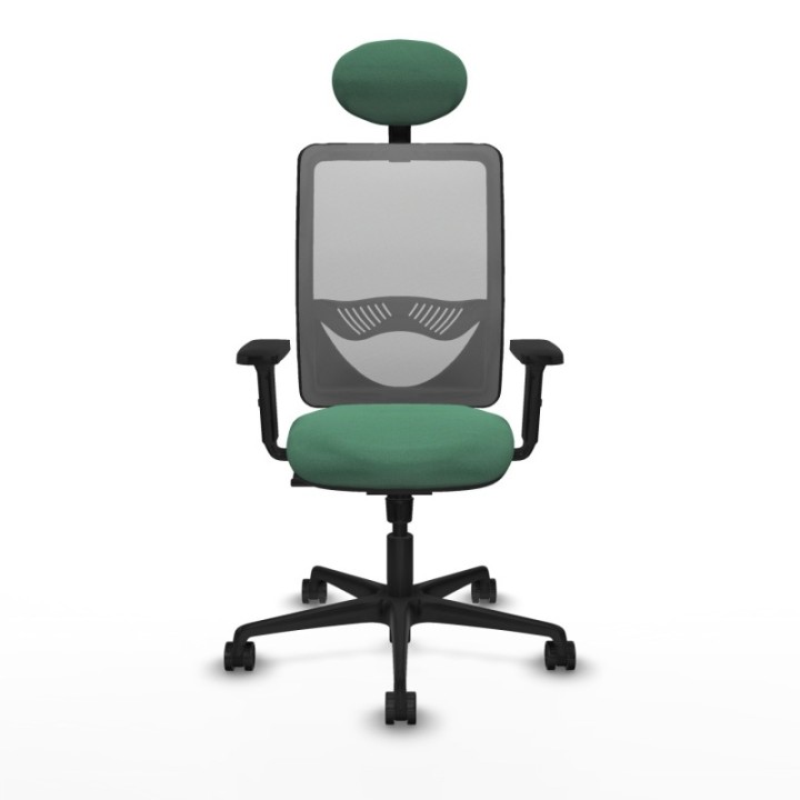 Zulema sincro malla gris bali verde esmeralda brazos 2D base nailon cabecero fijo ruedas 65mm nailon