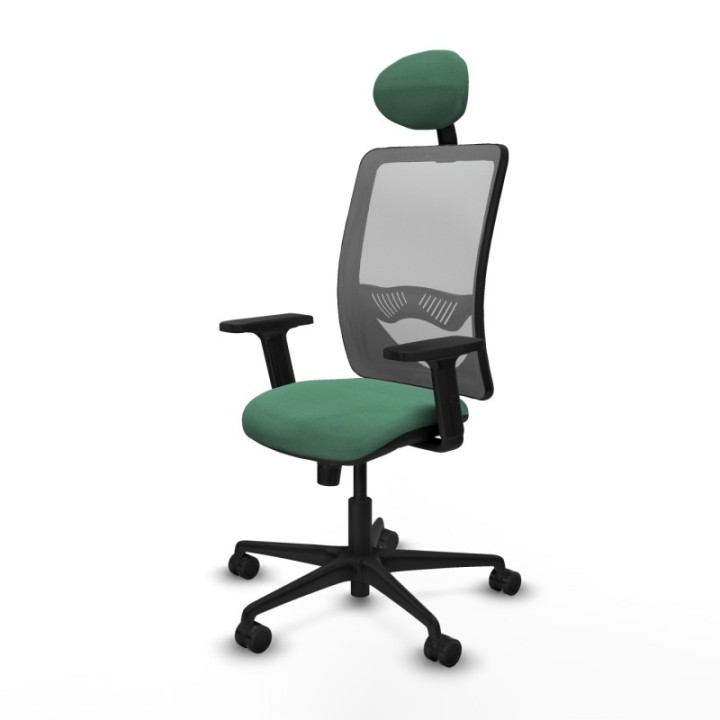 Zulema sincro malla gris bali verde esmeralda brazos 2D base nailon cabecero fijo ruedas 65mm nailon