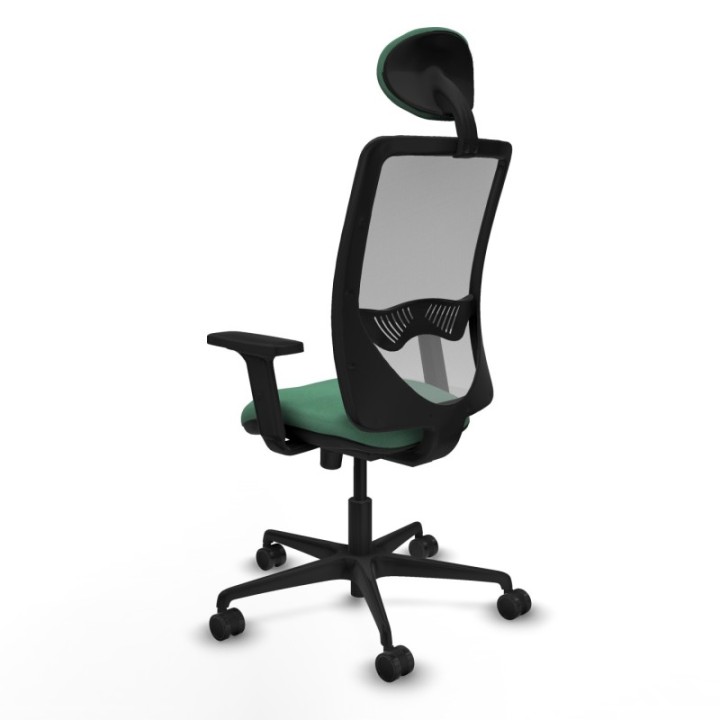 Zulema sincro malla gris bali verde esmeralda brazos 2D base nailon cabecero fijo ruedas 65mm nailon