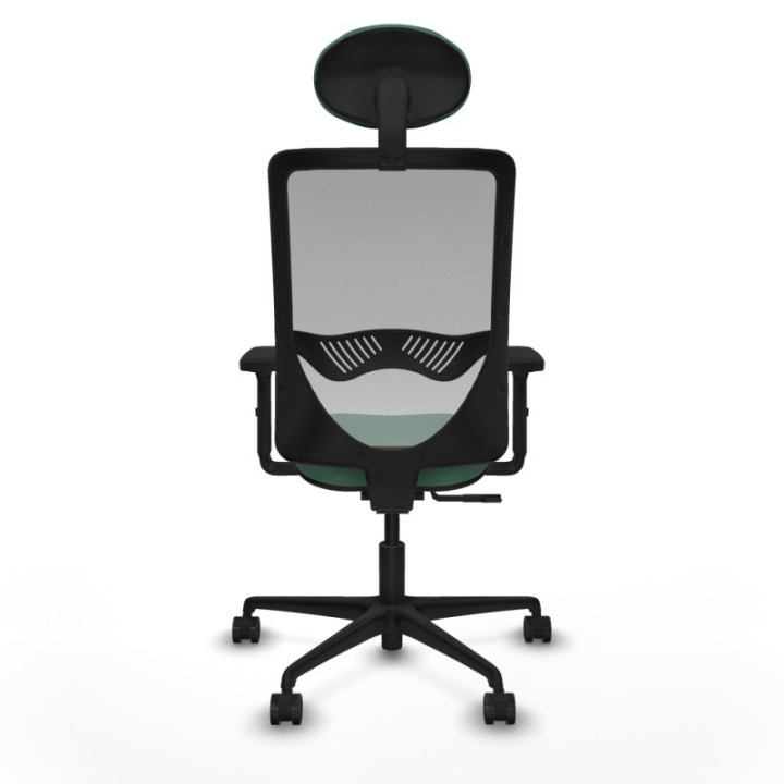 Zulema sincro malla gris bali verde esmeralda brazos 2D base nailon cabecero fijo ruedas 65mm nailon