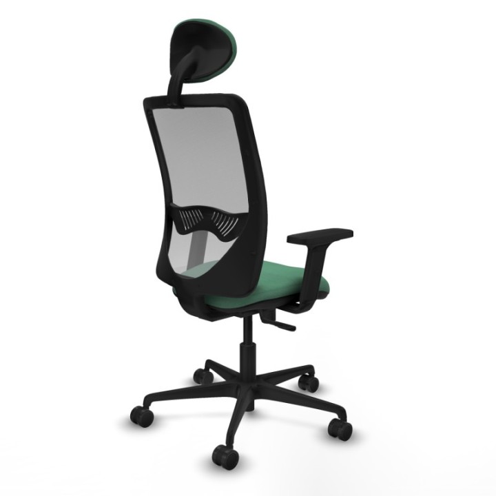 Zulema sincro malla gris bali verde esmeralda brazos 2D base nailon cabecero fijo ruedas 65mm nailon