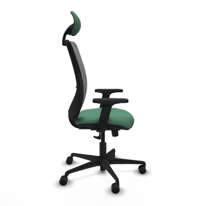 Zulema sincro malla gris bali verde esmeralda brazos 2D base nailon cabecero fijo ruedas 65mm nailon