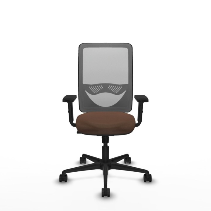 Zulema sincro malla gris bali marrón oscuro brazos 2D base nailon  ruedas 65mm nailon