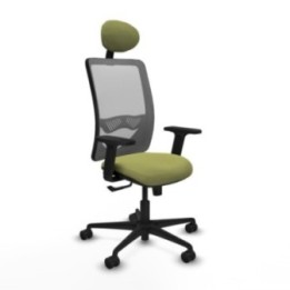 Zulema sincro malla gris bali verde oliva brazos 2D base nailon cabecero fijo ruedas 65mm nailon