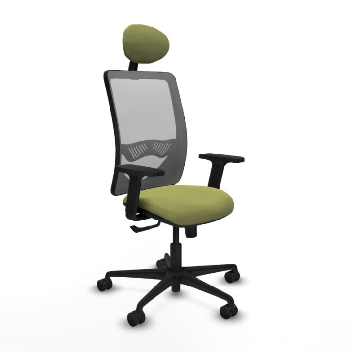 Zulema sincro malla gris bali verde oliva brazos 2D base nailon cabecero fijo ruedas 65mm nailon