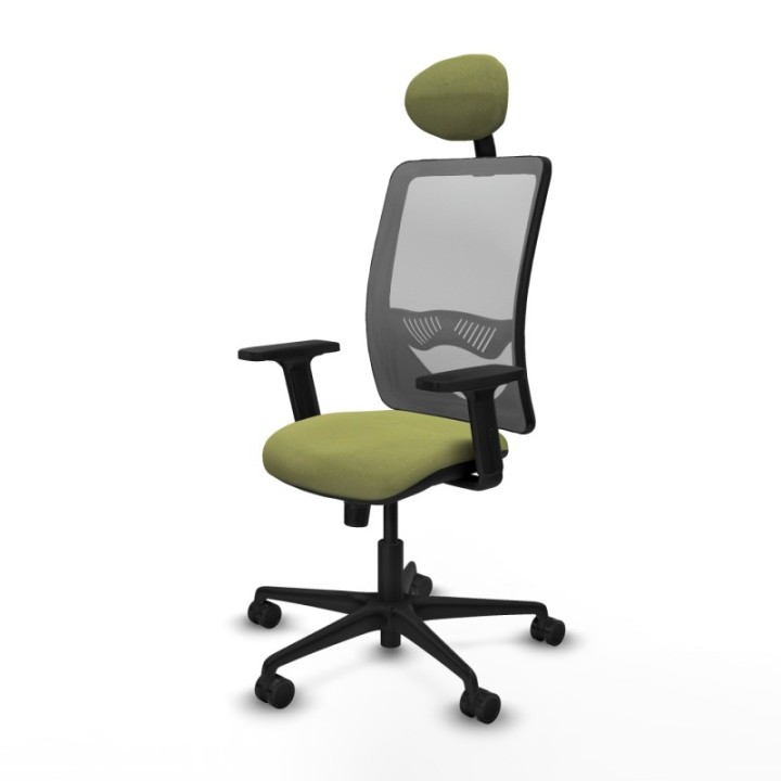 Zulema sincro malla gris bali verde oliva brazos 2D base nailon cabecero fijo ruedas 65mm nailon