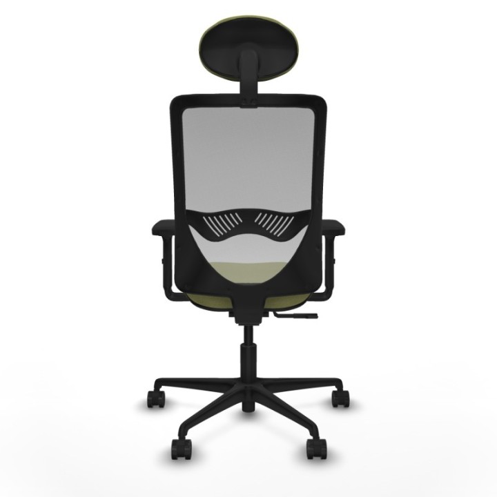 Zulema sincro malla gris bali verde oliva brazos 2D base nailon cabecero fijo ruedas 65mm nailon