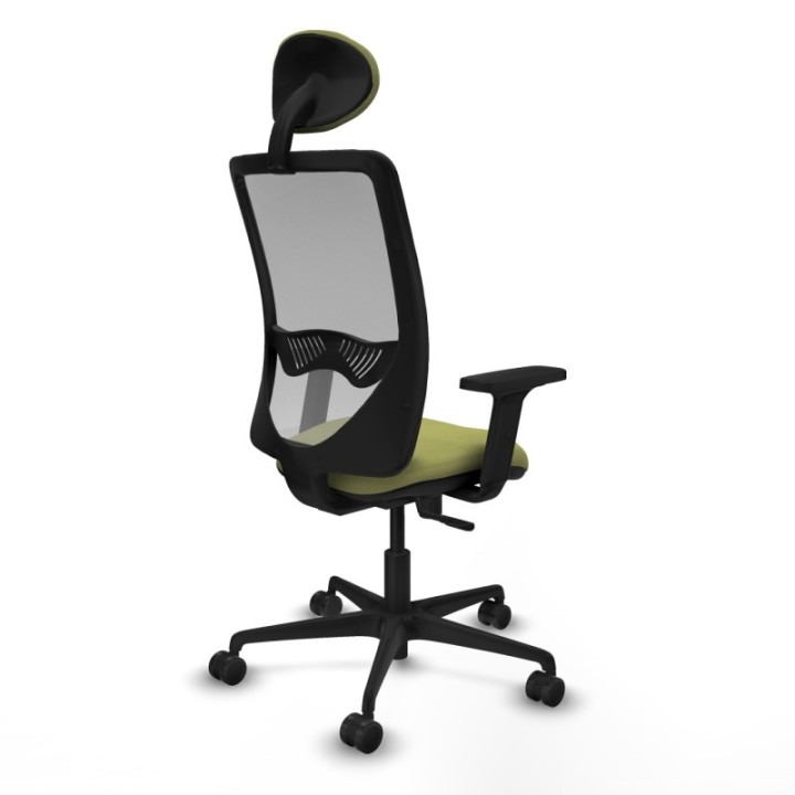 Zulema sincro malla gris bali verde oliva brazos 2D base nailon cabecero fijo ruedas 65mm nailon