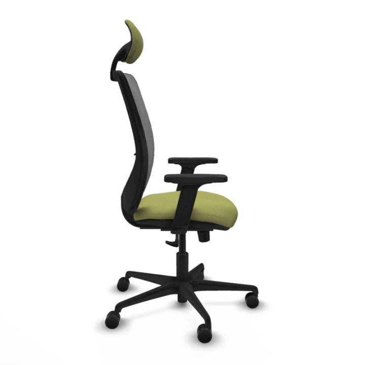 Zulema sincro malla gris bali verde oliva brazos 2D base nailon cabecero fijo ruedas 65mm nailon