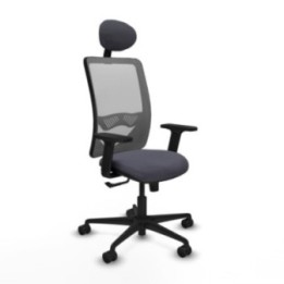 Zulema sincro malla gris bali gris oscuro brazos 2D base nailon cabecero fijo ruedas 65mm nailon